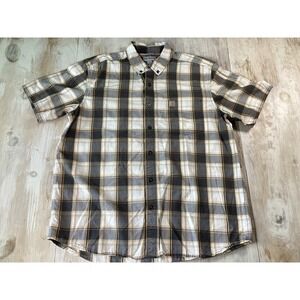Carhartt Kind Sleeve Flannel Brown‎ And Black Plaid Men's XL